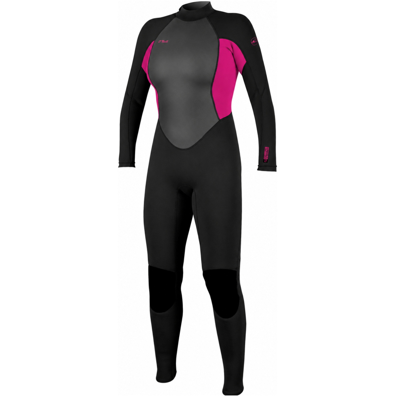 2026 O'Neill Womens Reactor-2 3/2mm Back Zip Wetsuit 5042B - Black / Punk Pink